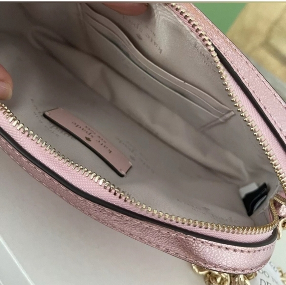Kate Spade ♠️ Metallic Pink Quilted Glimmer Crossbody Bag and Card Holder SET - Picture 8 of 8